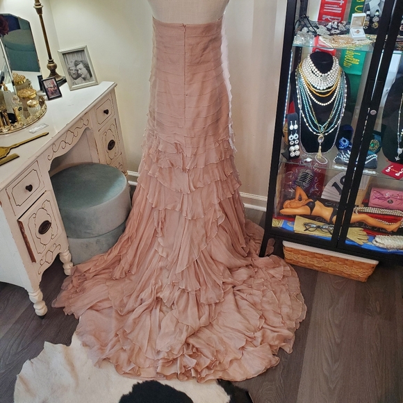 Silk Ruffled Formal Dress - Picture 3 of 9